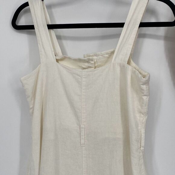 Topshop UK Linen Blend Jumpsuit‎ Romper Wide Leg Cropped  Boho Cream Size US 4 - Picture 10 of 13